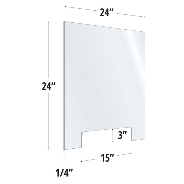 24X24 Clear Acrylic Screen W/ 15Wx3H Cutout For Use With Variant Brackets