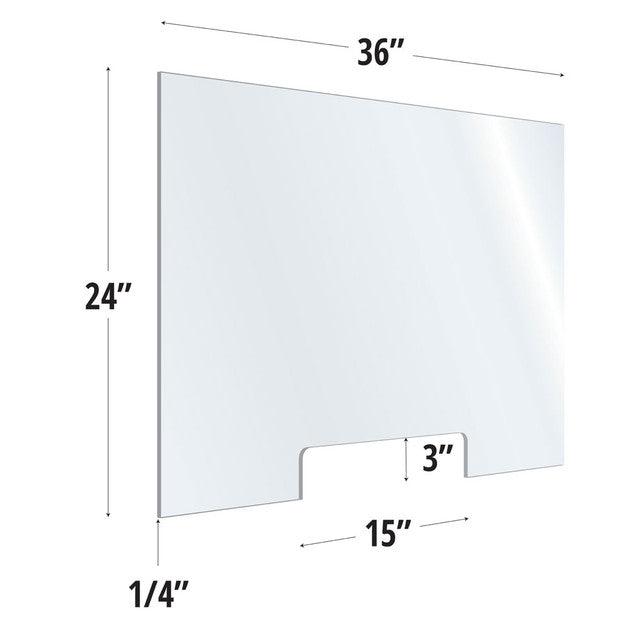 24X36 Clear Acrylic Screen W/ 15Wx3H Cutout For Use With Variant Brackets