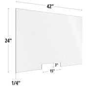 24X42 Clear Acrylic Screen W/ 15Wx3H Cutout For Use With Variant Brackets