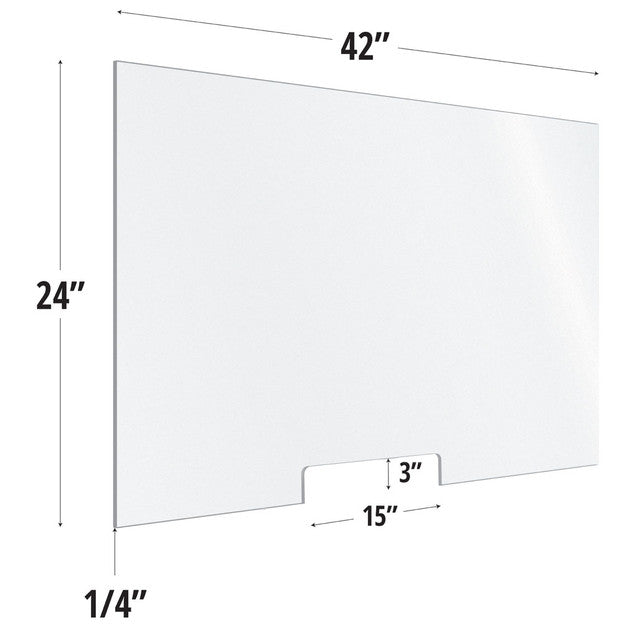24X42 Clear Acrylic Screen W/ 15Wx3H Cutout For Use With Variant Brackets