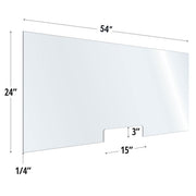 24X54 Clear Acrylic Screen W/ 15Wx3H Cutout For Use With Variant Brackets