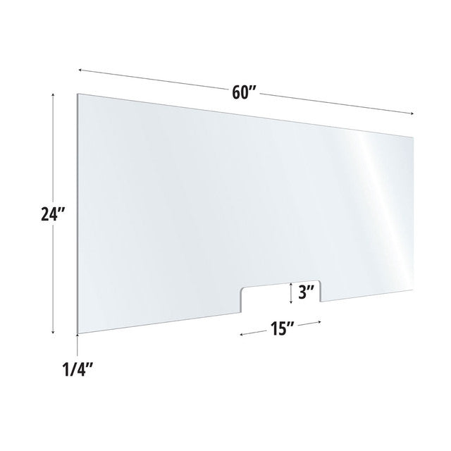 24X60 Clear Acrylic Screen W/ 15Wx3H Cutout For Use With Variant Brackets
