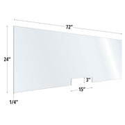 24X72 Clear Acrylic Screen W/ 15Wx3H Cutout For Use With Variant Brackets