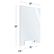 30X24 Clear Acrylic Screen W/ 15Wx3H Cutout For Use With Variant Brackets