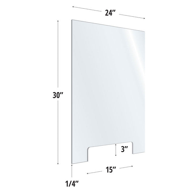 30X24 Clear Acrylic Screen W/ 15Wx3H Cutout For Use With Variant Brackets