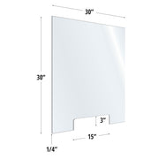 30X30 Clear Acrylic Screen W/ 15Wx3H Cutout For Use With Variant Brackets