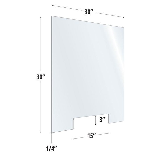 30X30 Clear Acrylic Screen W/ 15Wx3H Cutout For Use With Variant Brackets