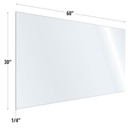30X60 Clear Acrylic Screen For Use With Variant Brackets