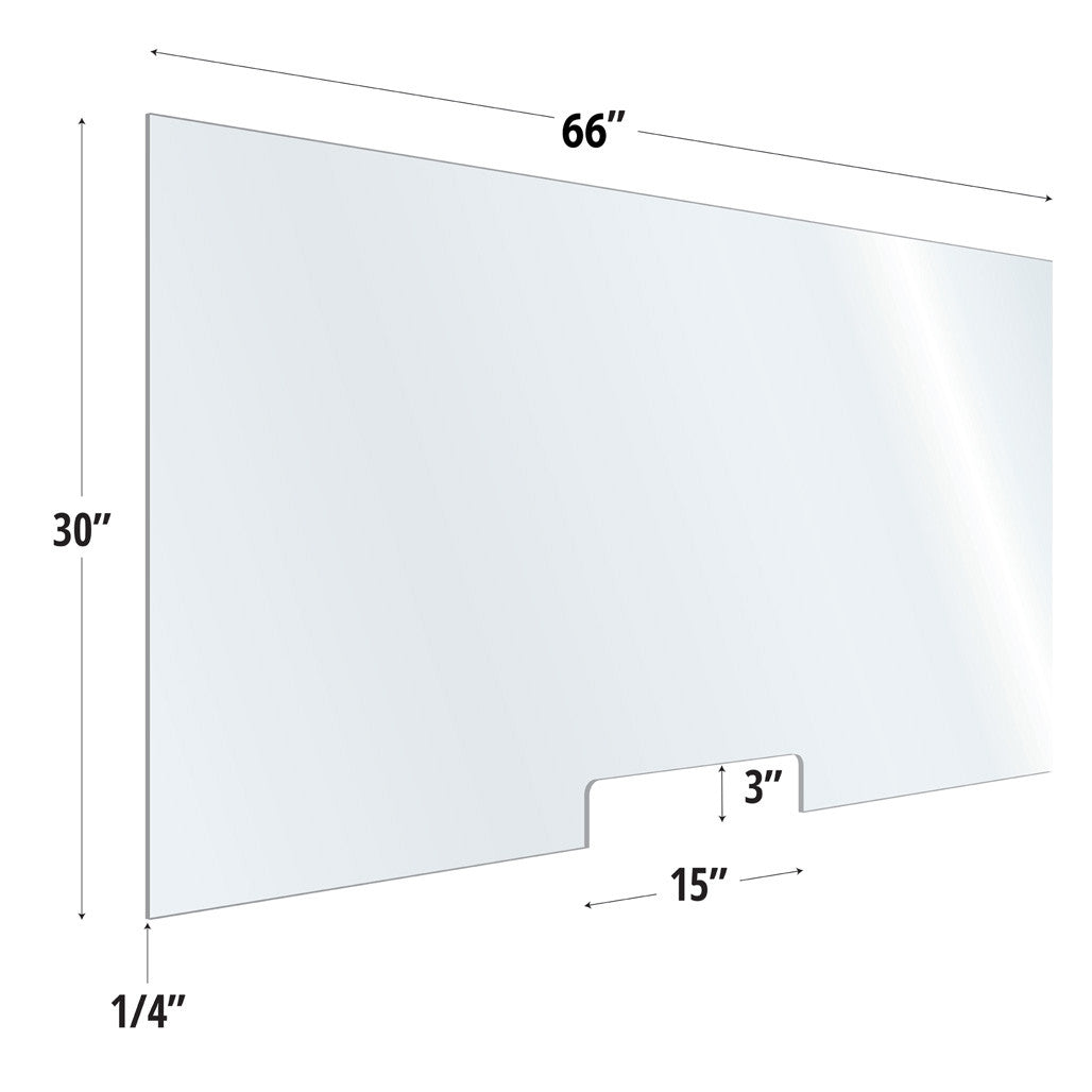 30X66 Clear Acrylic Screen W/ 15Wx3H Cutout For Use With Variant Brackets