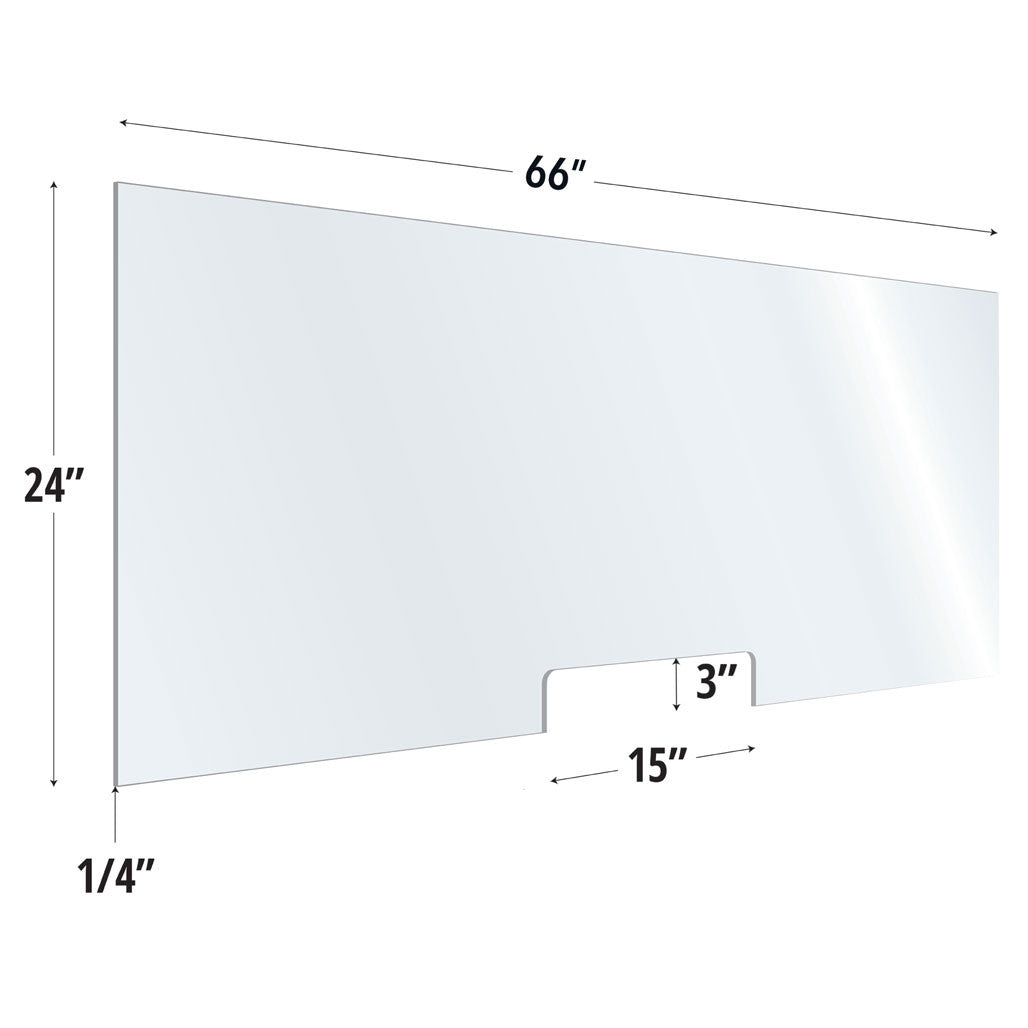 24X66 Clear Acrylic Screen W/ 15Wx3H Cutout For Use With Variant Brackets