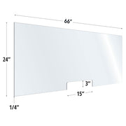 24X66 Clear Acrylic Screen W/ 15Wx3H Cutout For Use With Variant Brackets