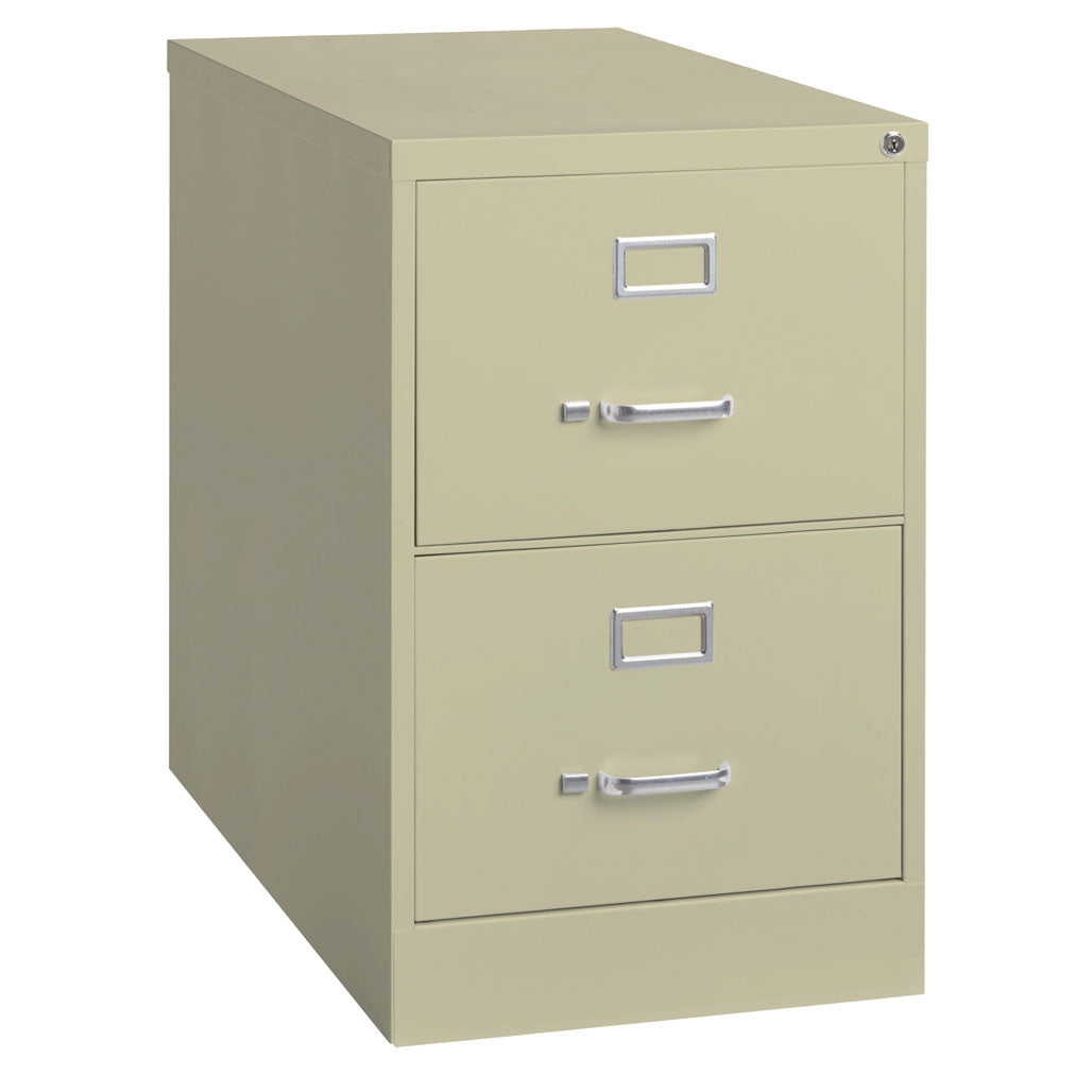OfficeSource Steel Vertical File Collection 2 Drawer Vertical File Cabinet, 26.5" Deep, Letter - Putty