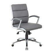 OfficeSource Merak Executive Mid Back with Chrome Frame - Gray PU Leather