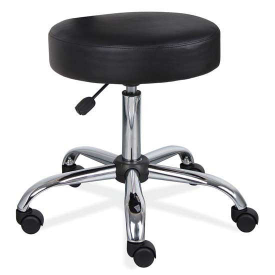 OfficeSource Medical Stools Medical Stool with Polished Chrome Base - Black Antimicrobial Vinyl