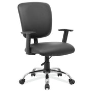 OfficeSource Task Force Mid Back Task Chair with Chrome Base - Black Antimicrobial Vinyl