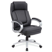 OfficeSource Big & Tall Executive Chair with Silver Heavy Duty Metal Base - Black Bonded Leather