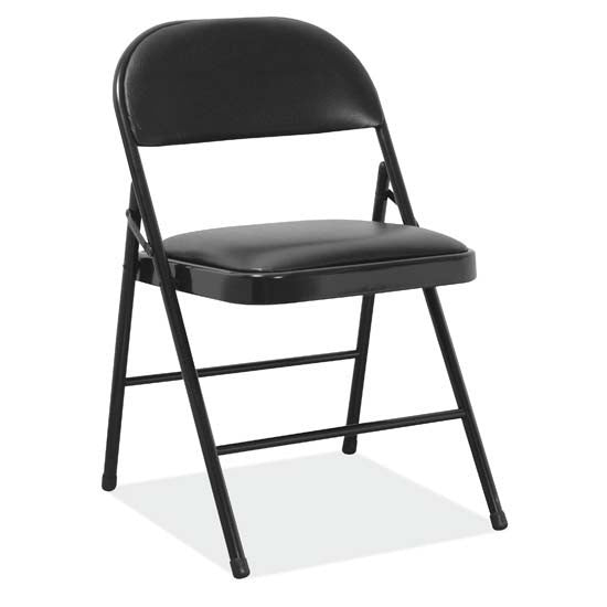 OfficeSource  Steel Folding Chair with Padded Seat and Back - Set of 4 - Black