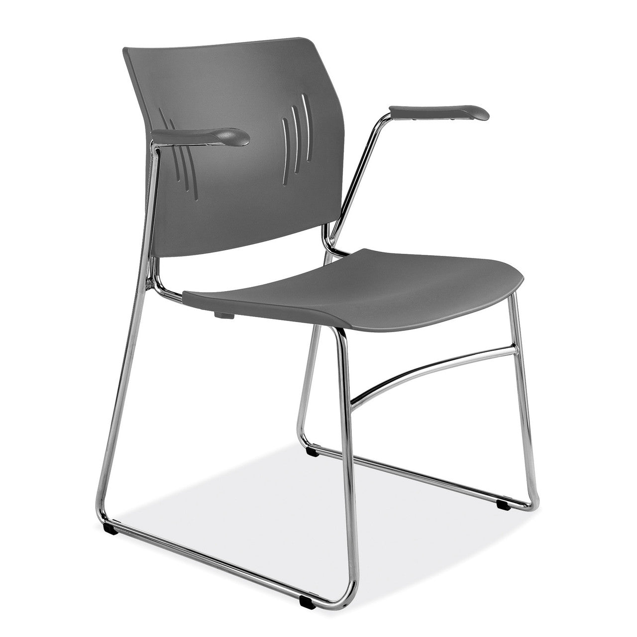 OfficeSource Stacked Seating Stackable Side Chair with Chrome Frame - Gray