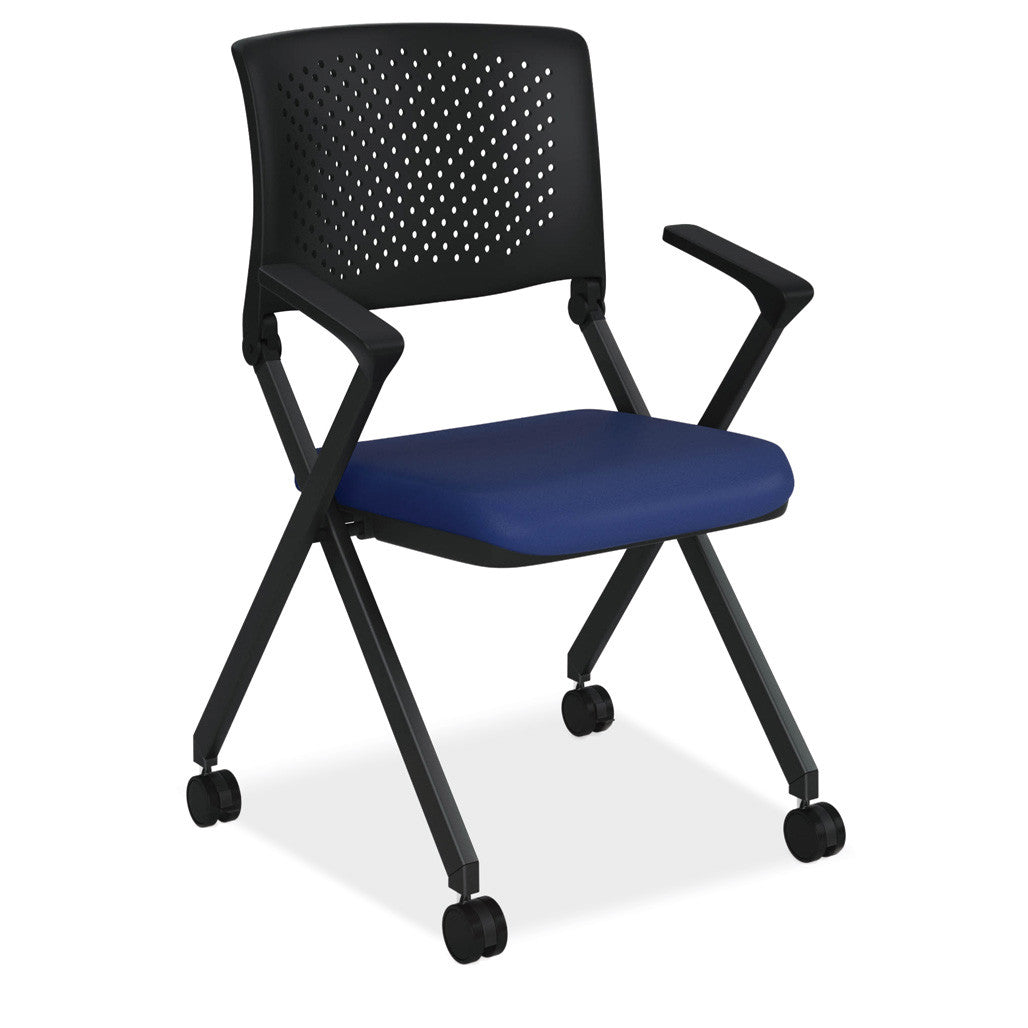 OfficeSource Julep Nesting Chair with Arms and Casters - Celestial Blue Fabric