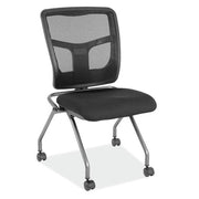 OfficeSource CoolMesh Collection Armless Nesting Chair with Titanium Gray Frame - Fabric - Black Fabric
