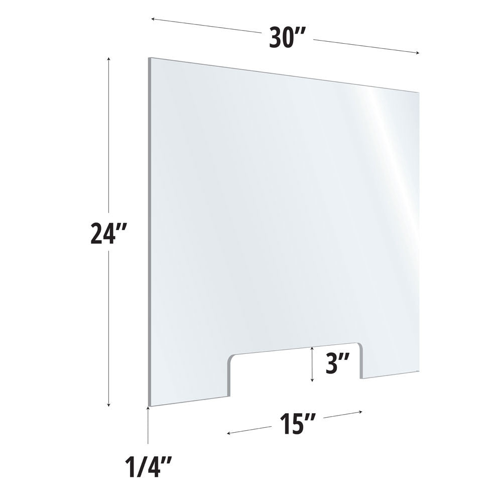 24X30 Clear Acrylic Screen W/ 15Wx3H Cutout For Use With Variant Brackets