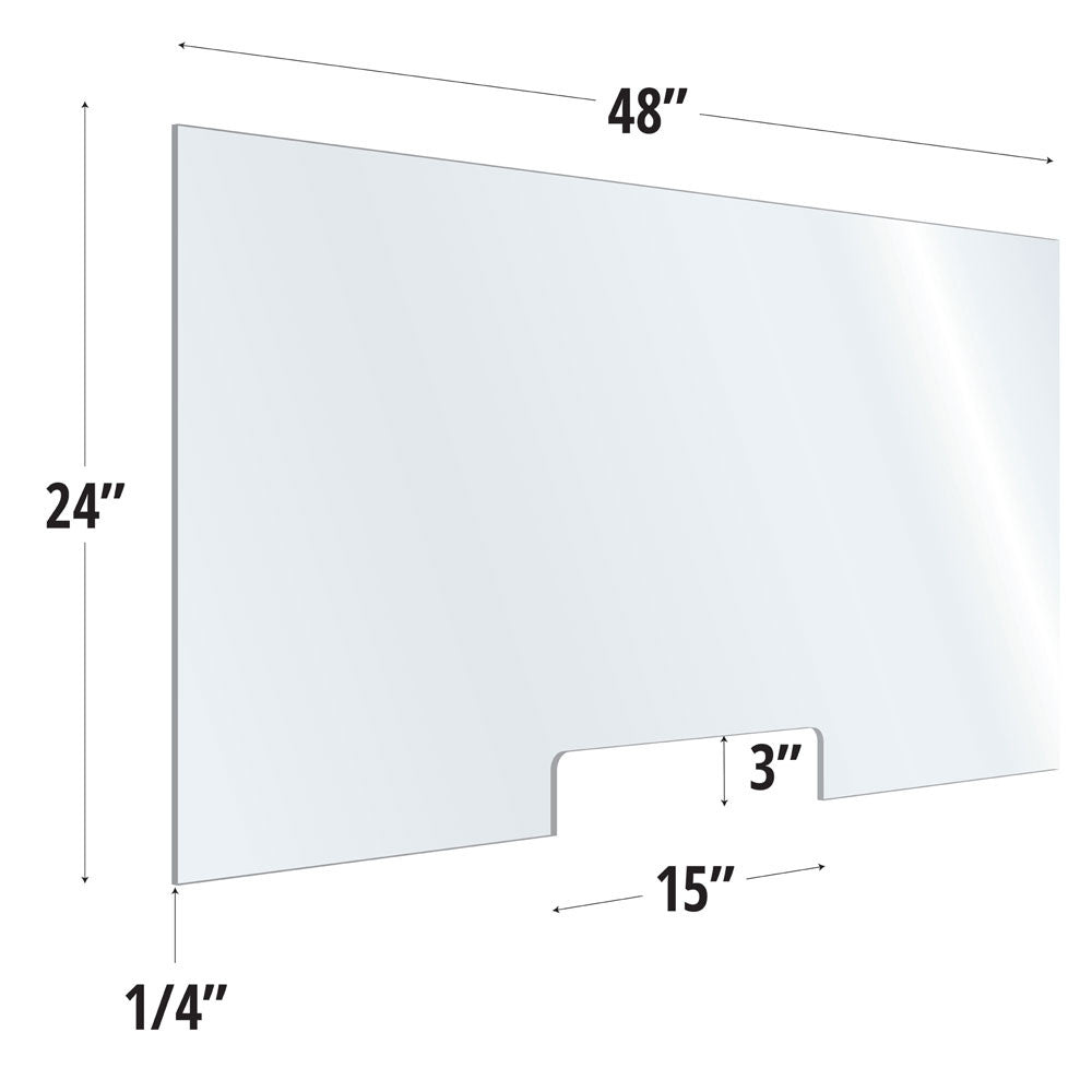 24X48 Clear Acrylic Screen W/ 15Wx3H Cutout For Use With Variant Brackets