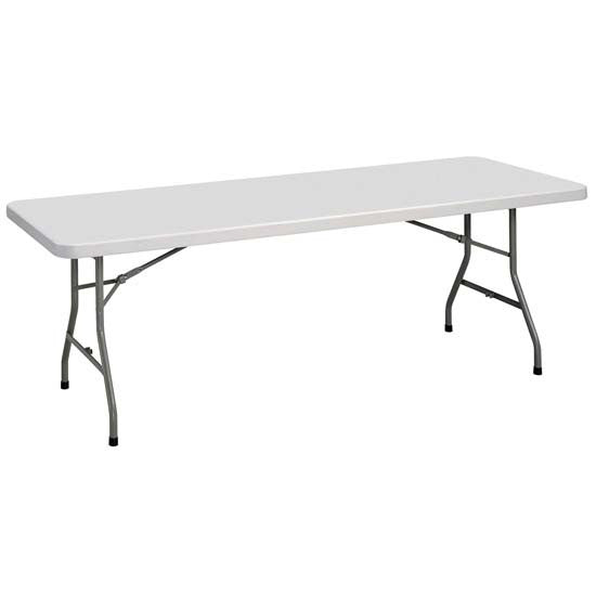 OfficeSource  Rectangular Plastic Blow-Molded Folding Table 60'W x 30'D - Gray with Charcoal Legs
