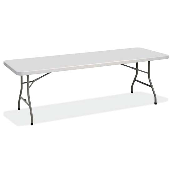 OfficeSource  Rectangular Plastic Blow-Molded Folding Table 72'W x 30'D - Gray with Charcoal Legs