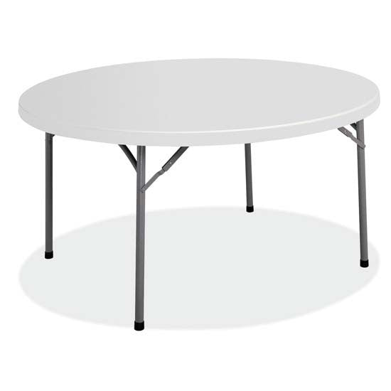 OfficeSource  Round Plastic Blow-Molded Folding Table - 71"Dia. - Gray with Charcoal Legs