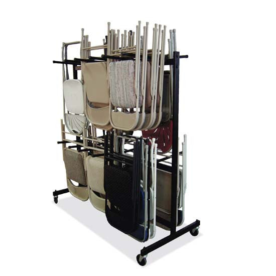 OfficeSource Blow Molded Folding Chairs Folding Chair Cart - Black