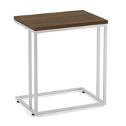 OfficeSource OS Reception Tables Laminate Side C Table with Silver Base - Modern Walnut