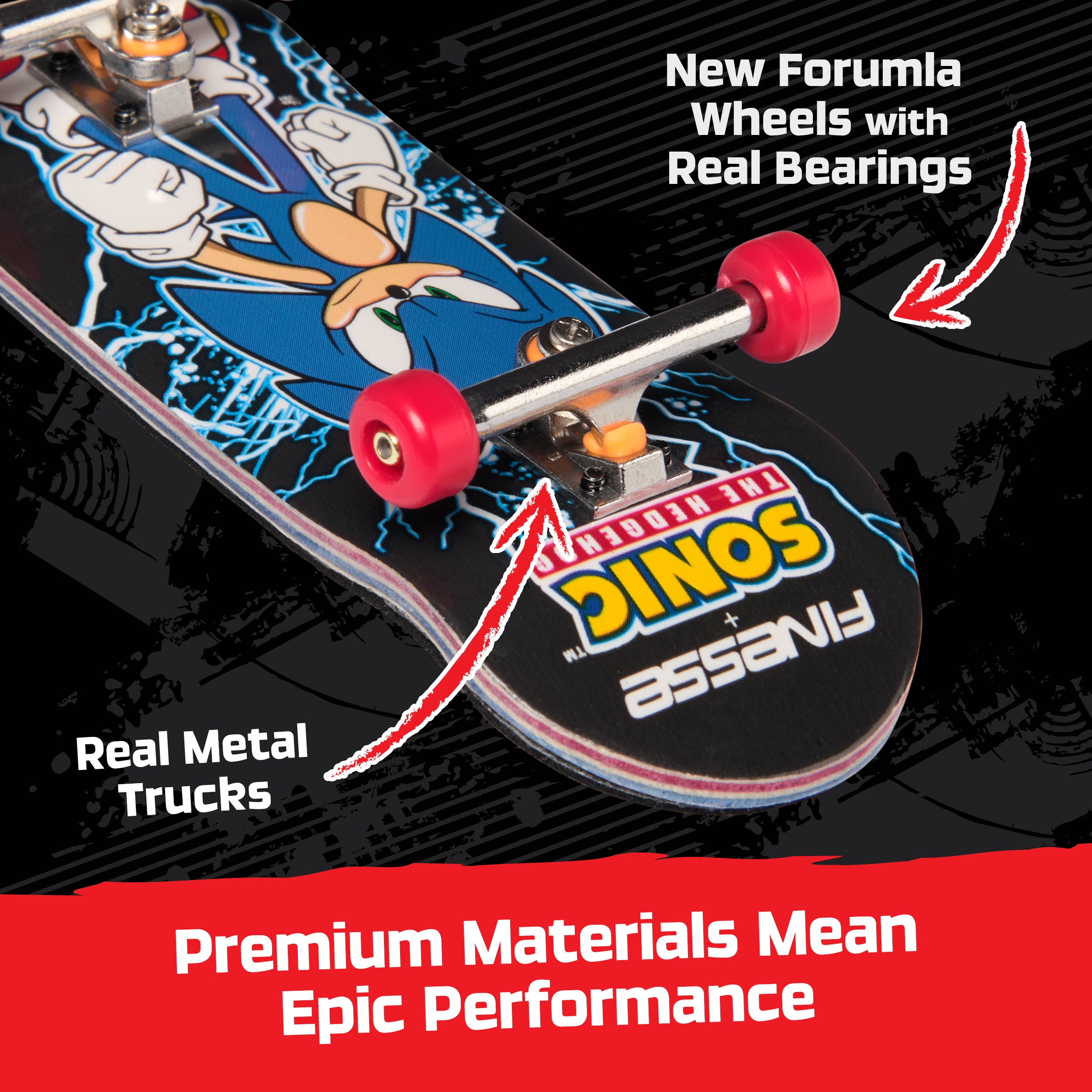 Tech Deck, Finesse X Sonic the Hedgehog Pro Series Finger Board with Storage Display, Built for Pros; Authentic Mini Skateboards, Kids Toys for Ages 6 and up