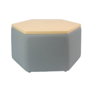 Pro Series Upholstered Hexagon Ottoman Table 18" Height - Gray/Maple