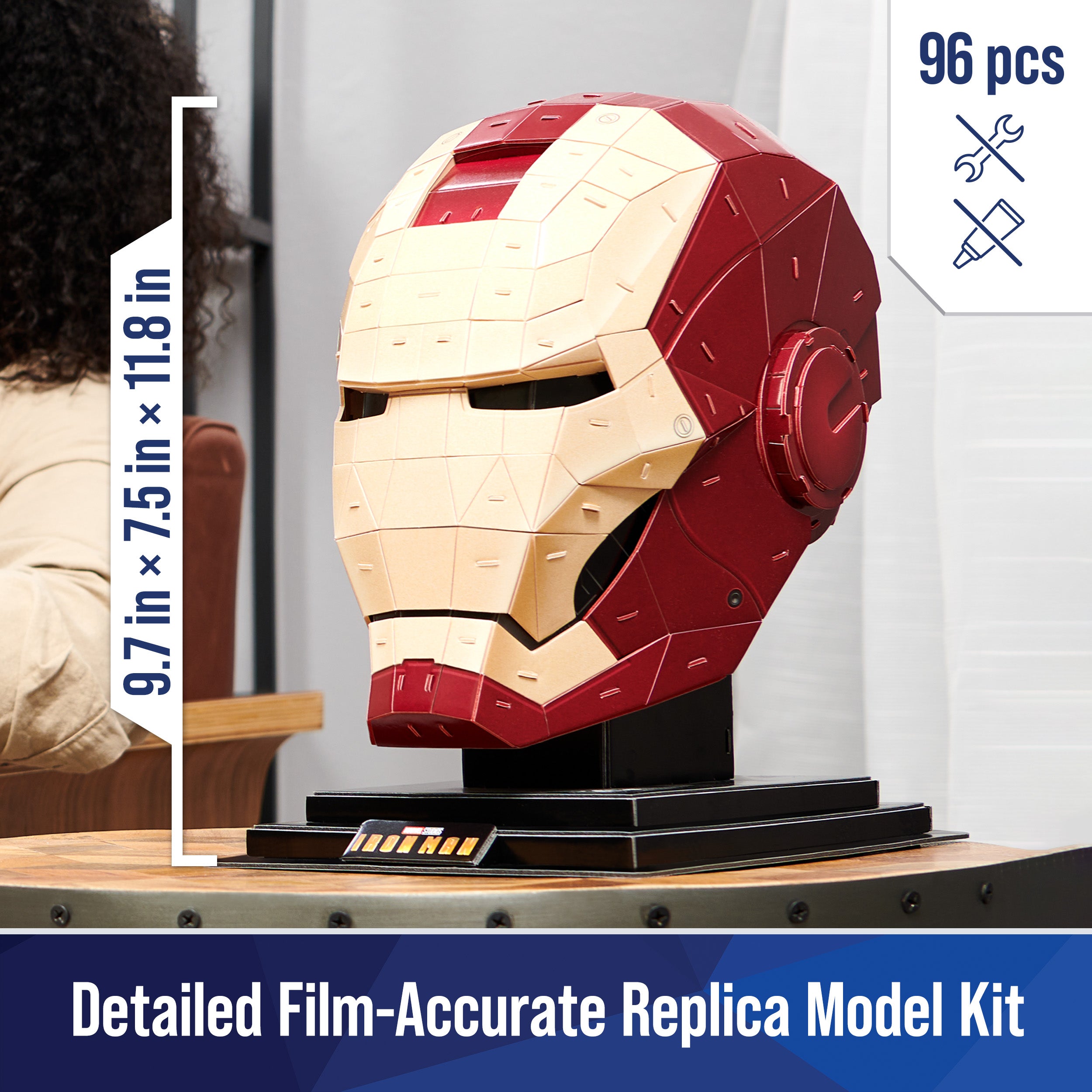 4D Build, Marvel Iron Man 3D Puzzle Model Kit with Stand 96 Pcs, Iron Man Helmet Desk Decor, Building Toys, 3D Puzzles for Ages 12 & Up
