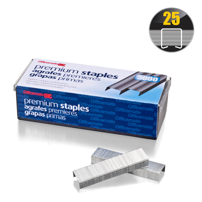 Premium Staples, Chisel Point, Half Strip, 5000/Plastic Box