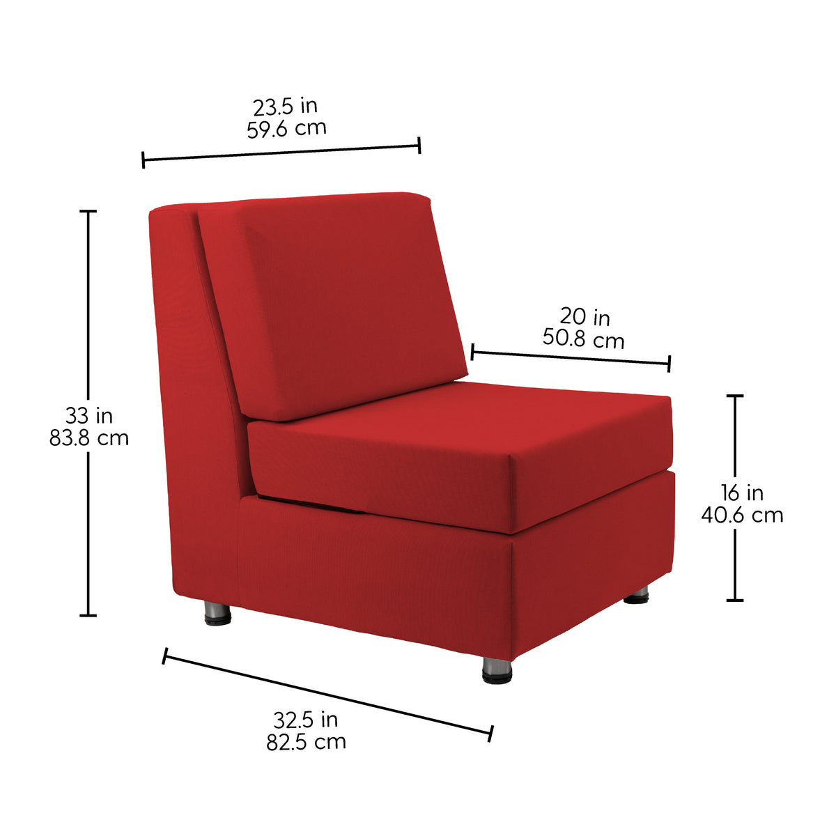Outdoor Armless Chair with Sunbrella - Canvas Jockey Red