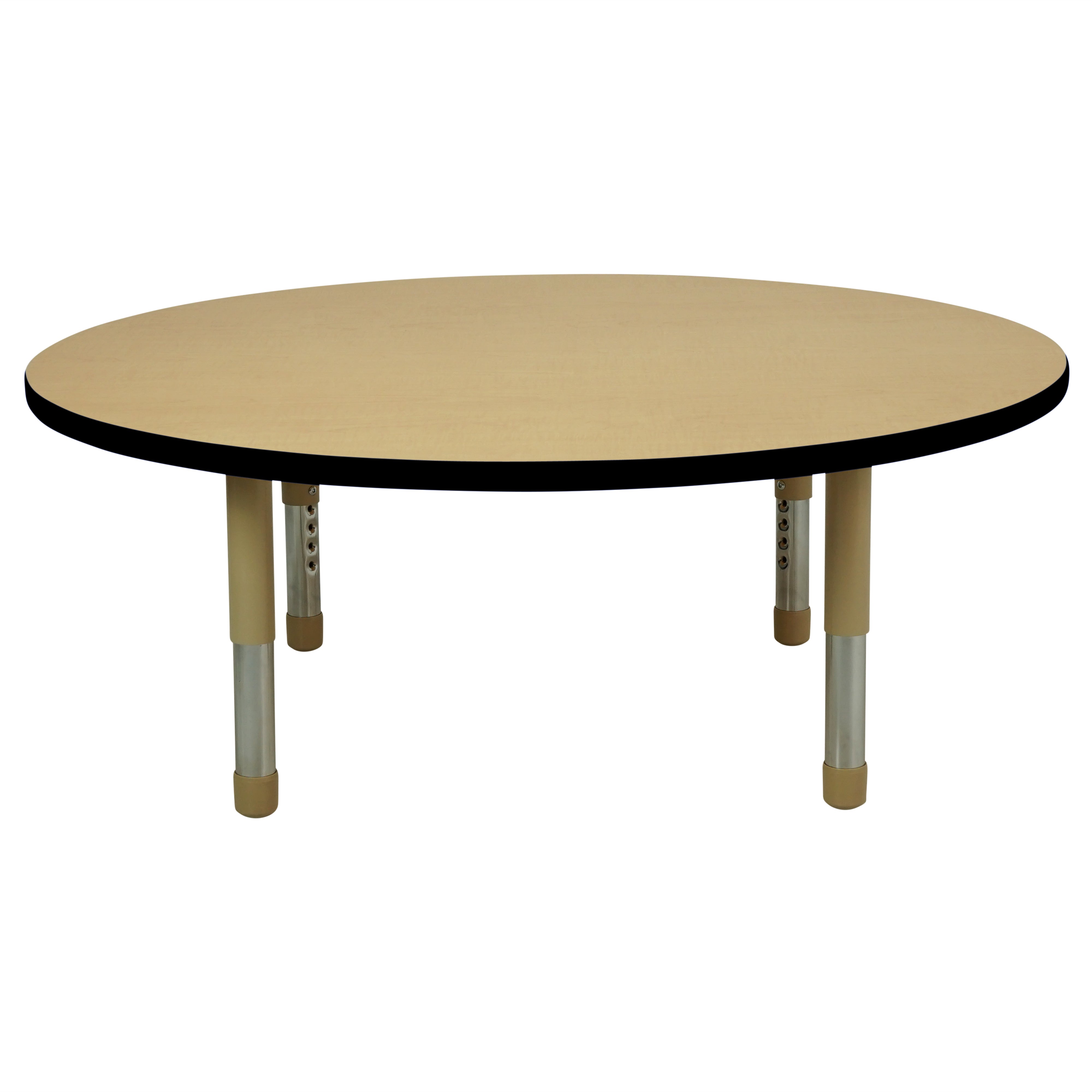 48" Round T-Molding Activity Table with Adjustable Tiny Tot Legs - Maple/Black/Sand