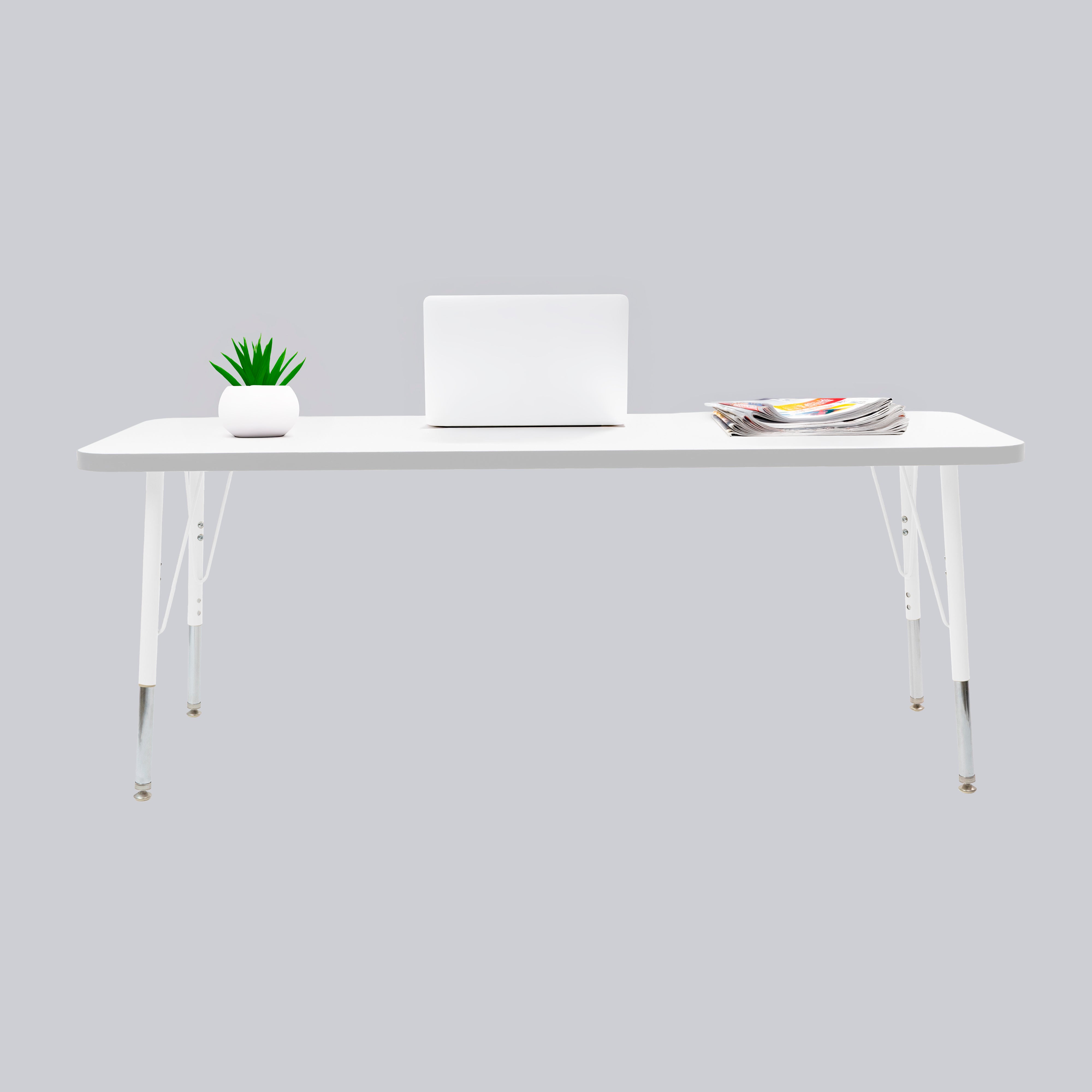 24" x 60" Rectangle Thermofused Activity Table with Adjustable Standard Swivel Glide Legs - White/Light Gray/White