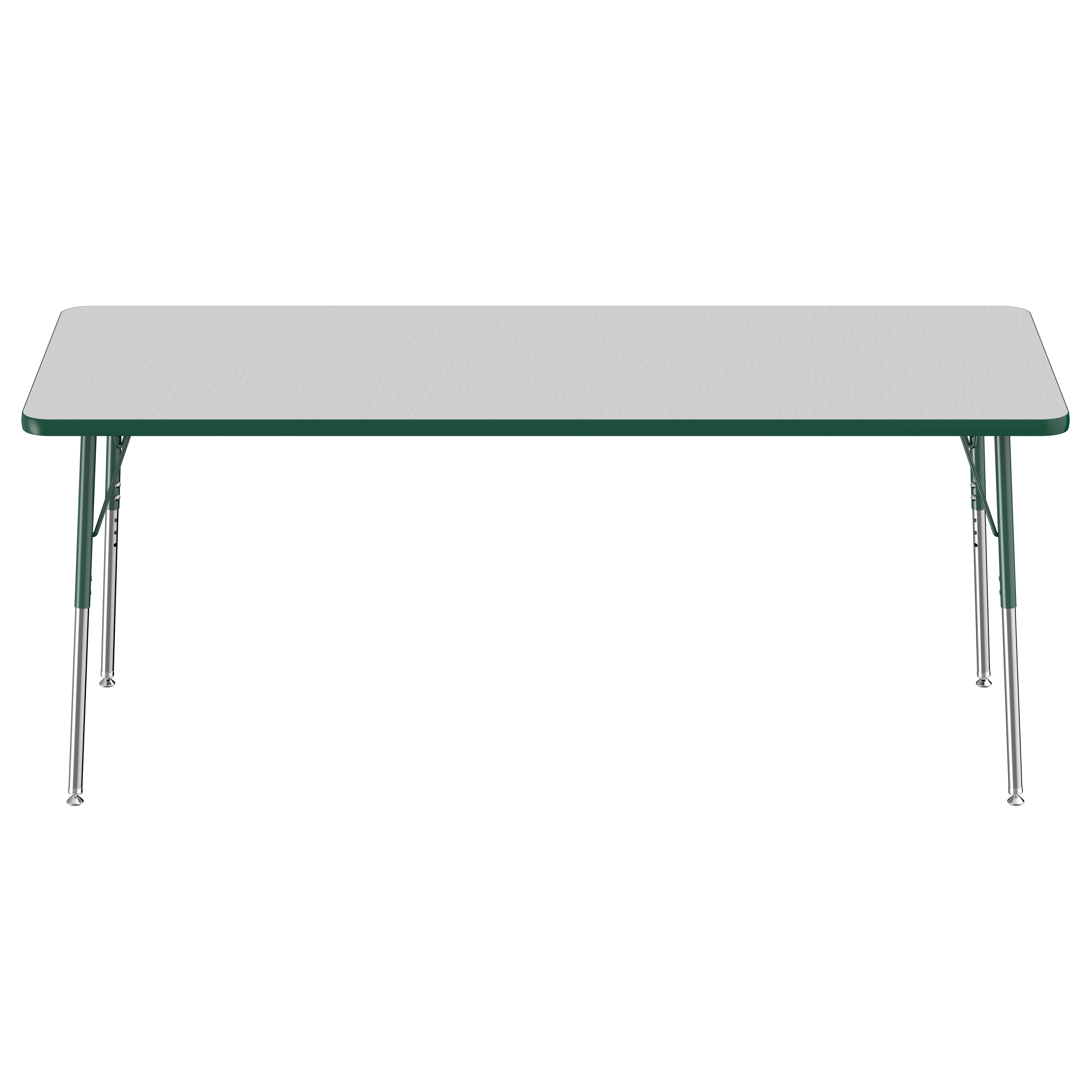30" x 72" Rectangle T-Molding Activity Table with Adjustable Standard Swivel Glide Legs - Gray/Green