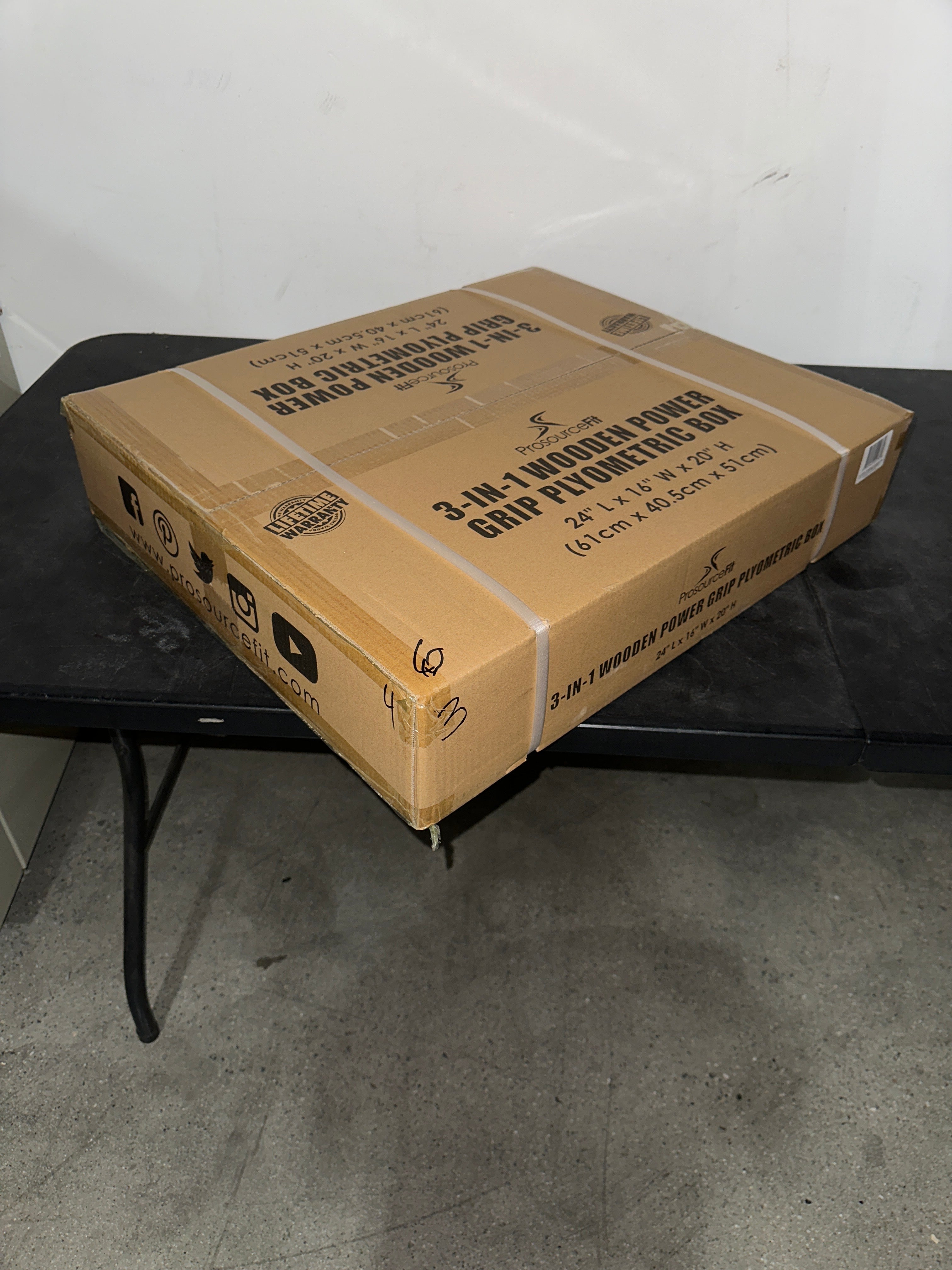 3-in-1 Wood Power Grip Plyometric Box, 24/16/20