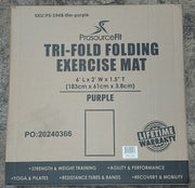 Tri-Fold Folding Exercise Mat 6ft x 2ft, Purple
