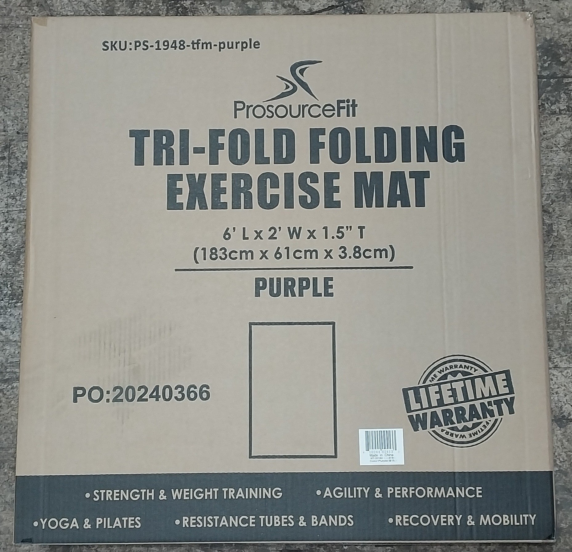 Tri-Fold Folding Exercise Mat 6ft x 2ft, Purple