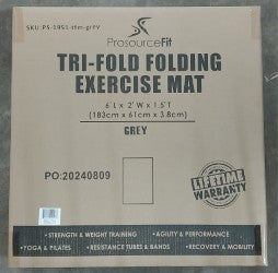 Tri-Fold Folding Exercise Mat 6ft x 2ft, Gray