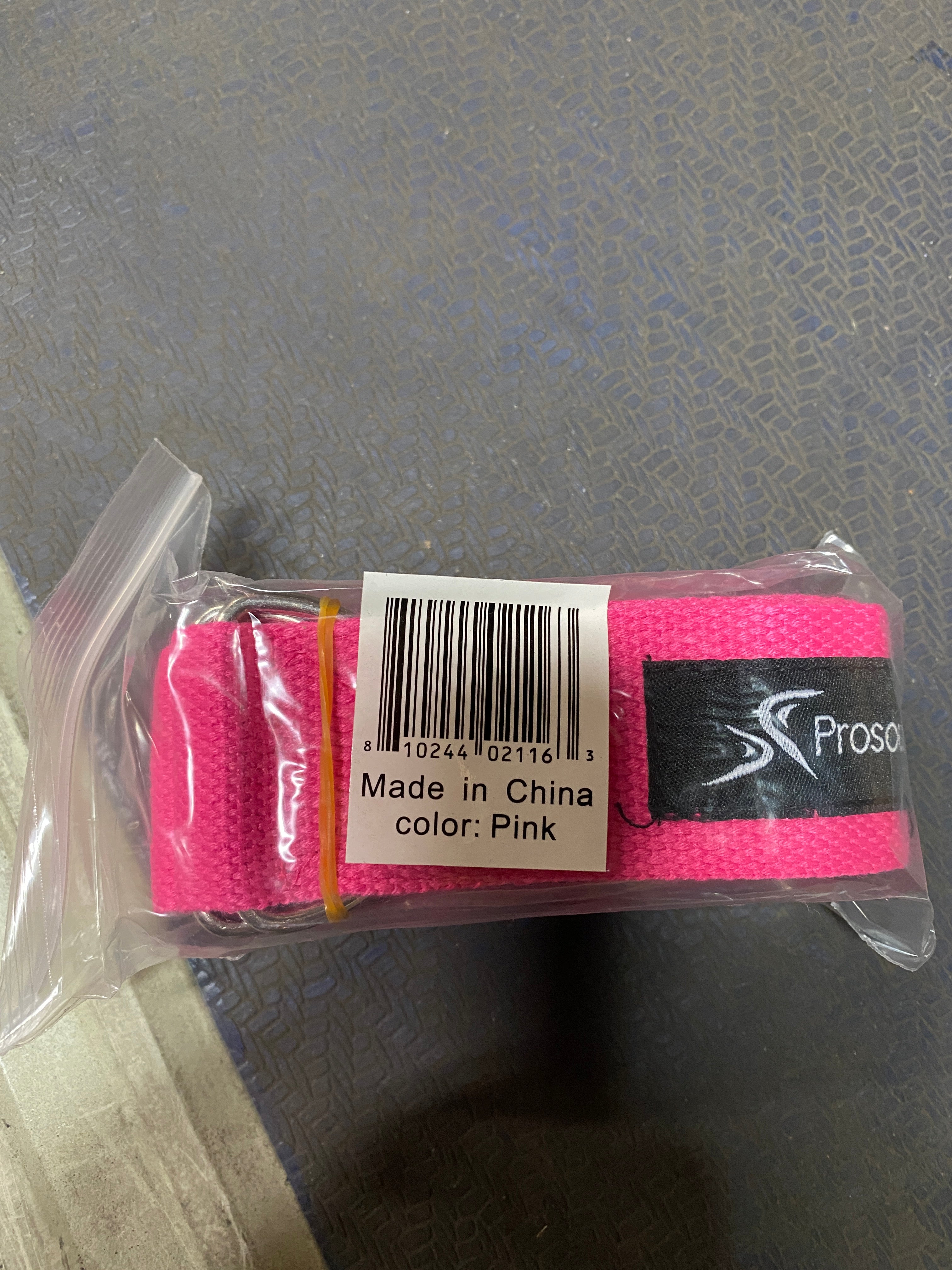 Metal D-Ring Yoga Strap, Pink