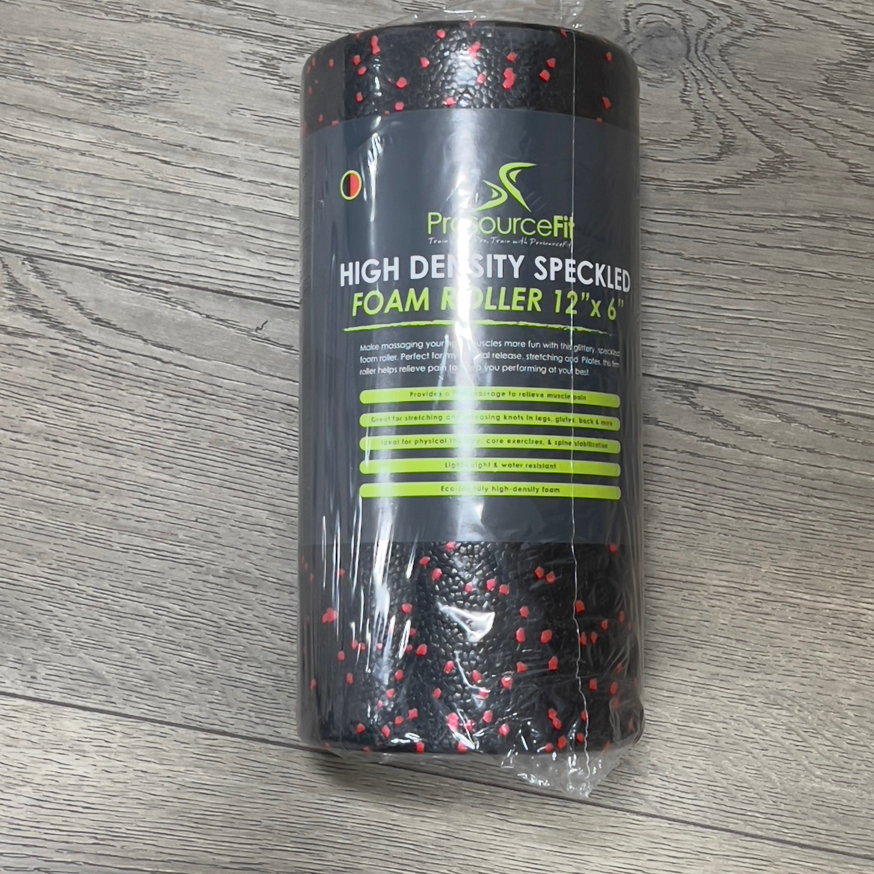 High Density Speckled Foam Roller 12x6-in, Black/Red