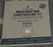 Wood Grain Puzzle Mat 1/2-in, Slate Gray, 24 Sq Ft - 6 Tiles