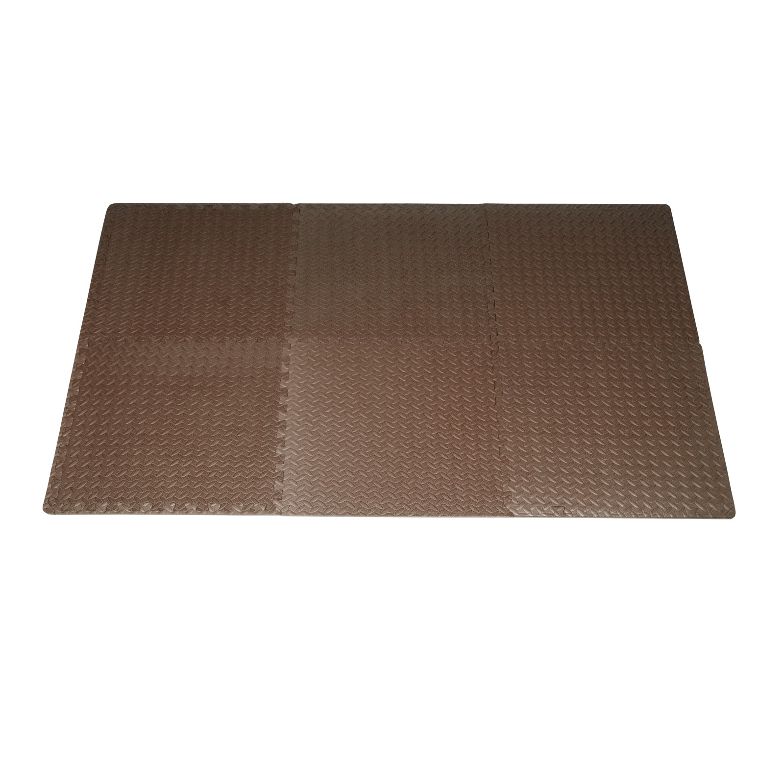 Diamond Plate Exercise Puzzle Mat 1/2-in, Brown, 24 Sq Ft - 6 Tiles