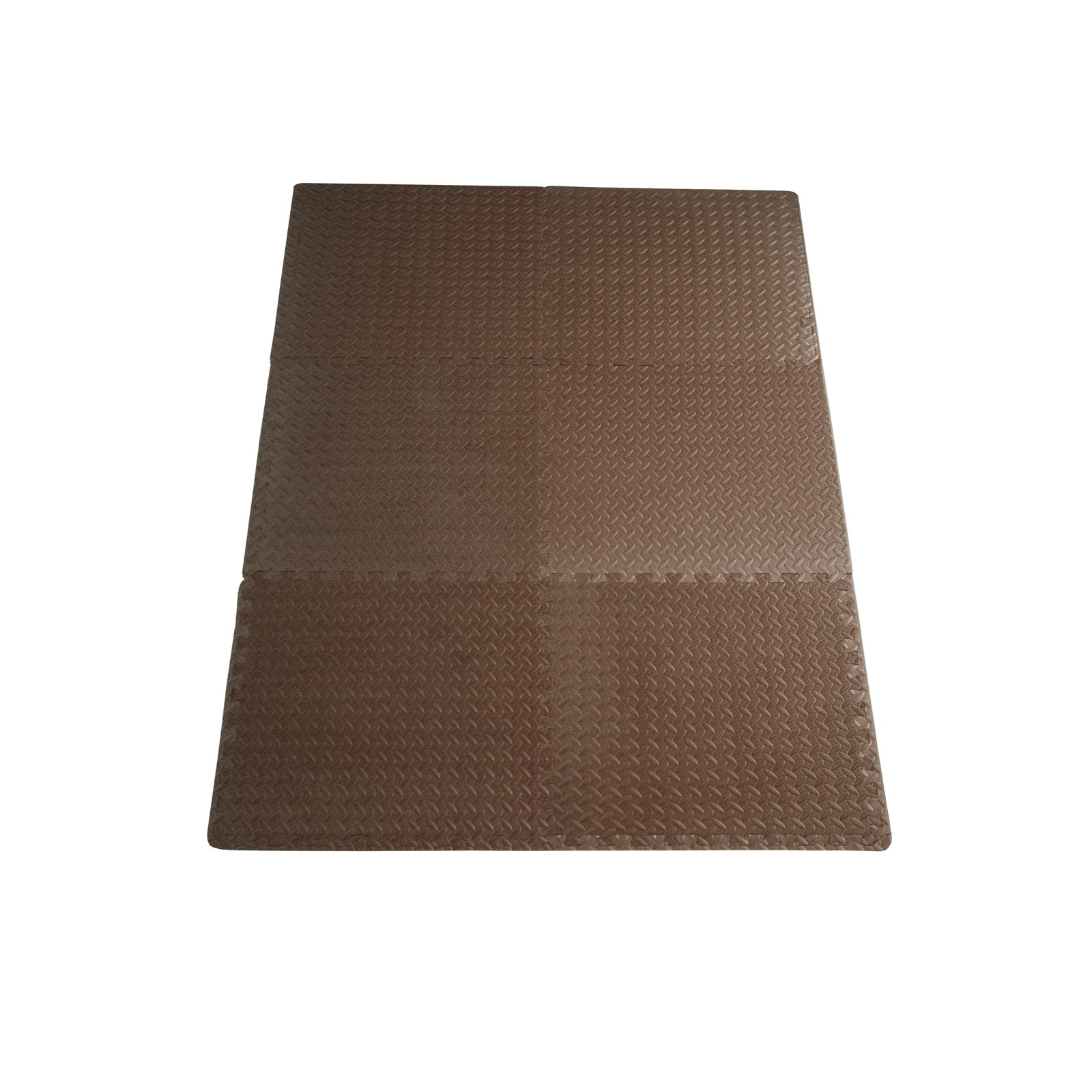 Diamond Plate Exercise Puzzle Mat 1/2-in, Brown, 24 Sq Ft - 6 Tiles