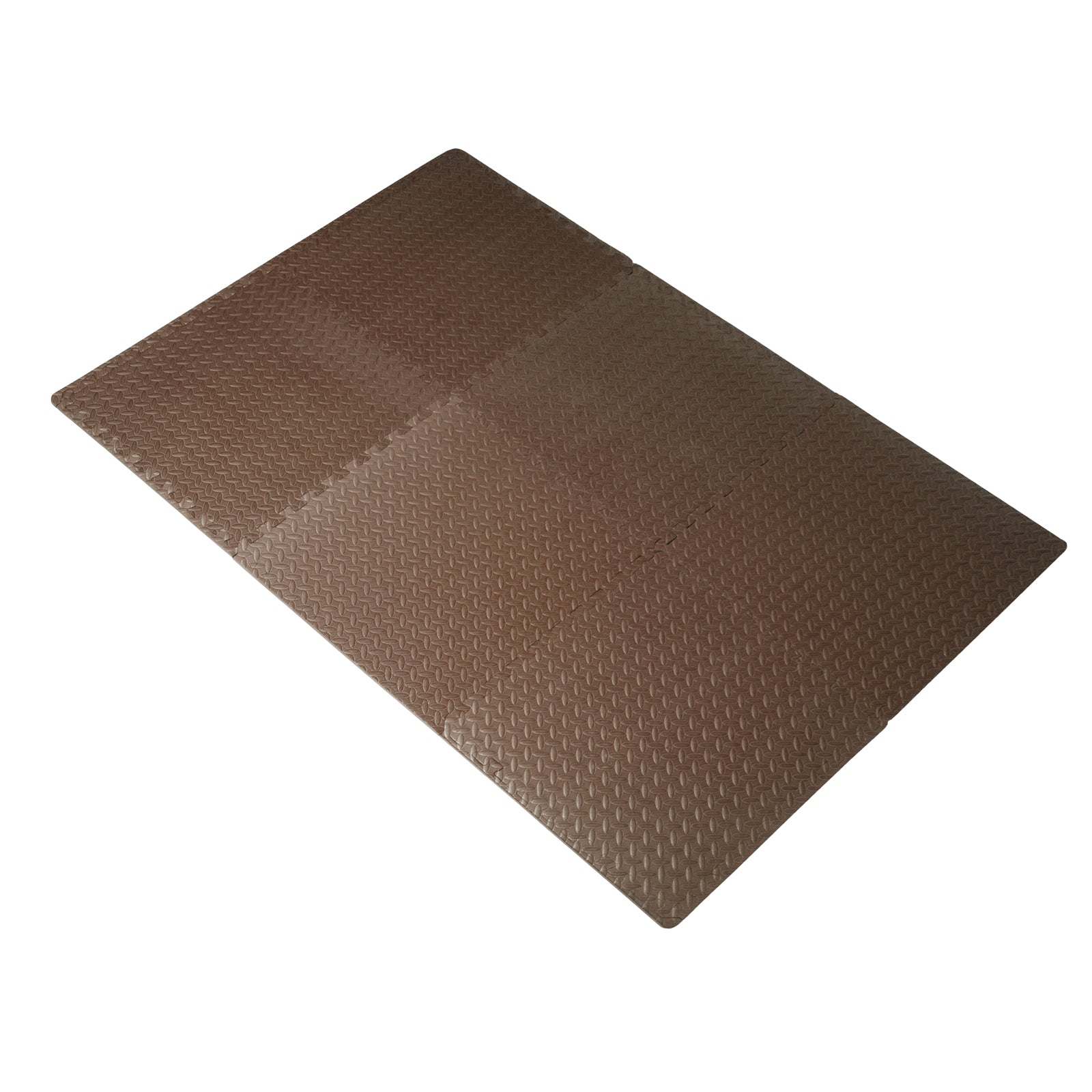 Diamond Plate Exercise Puzzle Mat 1/2-in, Brown, 24 Sq Ft - 6 Tiles