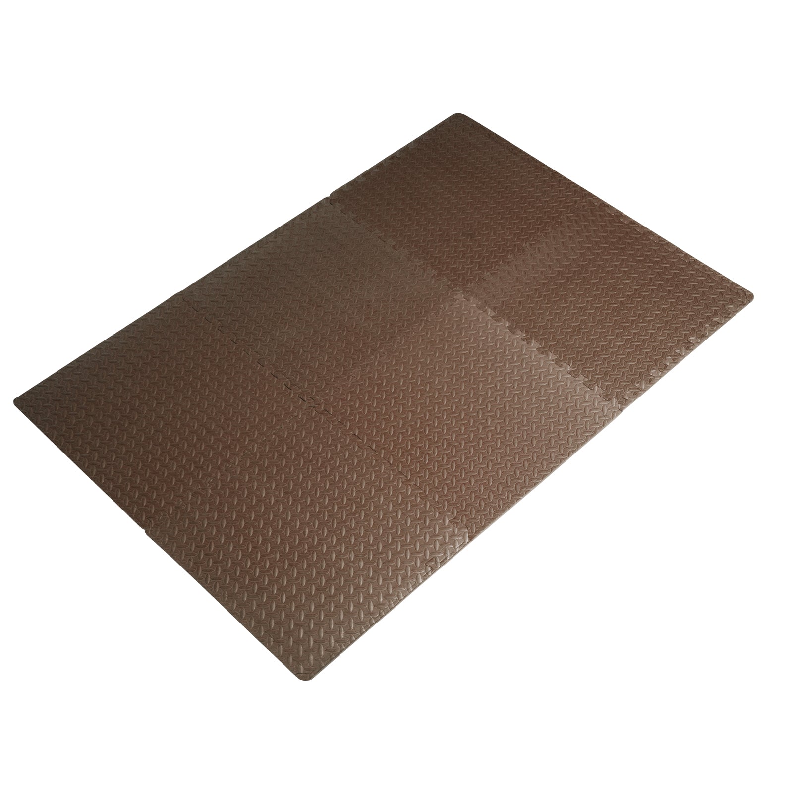Diamond Plate Exercise Puzzle Mat 1/2-in, Brown, 24 Sq Ft - 6 Tiles